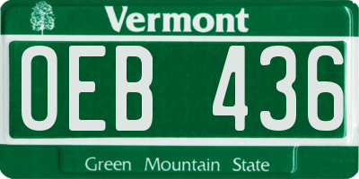 VT license plate OEB436