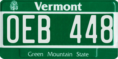 VT license plate OEB448