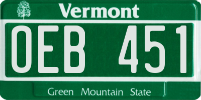 VT license plate OEB451