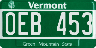 VT license plate OEB453