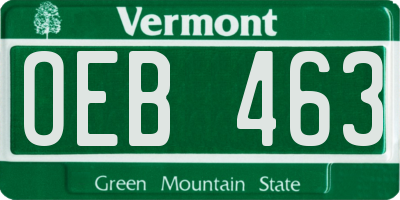 VT license plate OEB463