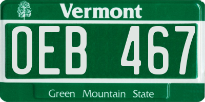 VT license plate OEB467