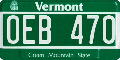 VT license plate OEB470