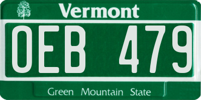 VT license plate OEB479