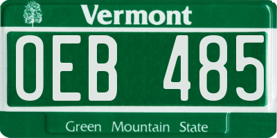 VT license plate OEB485