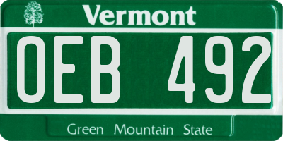 VT license plate OEB492