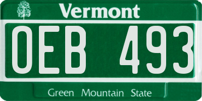 VT license plate OEB493
