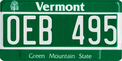 VT license plate OEB495