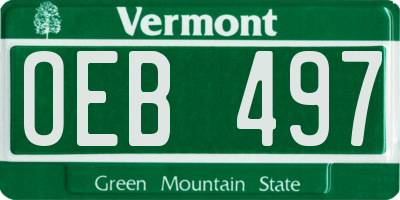 VT license plate OEB497