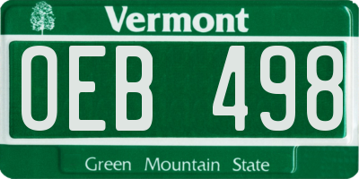 VT license plate OEB498