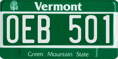 VT license plate OEB501