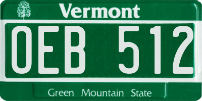 VT license plate OEB512