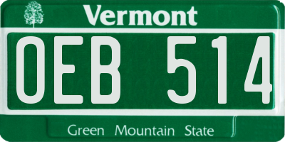 VT license plate OEB514