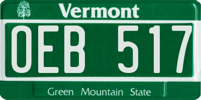 VT license plate OEB517