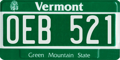 VT license plate OEB521