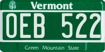 VT license plate OEB522