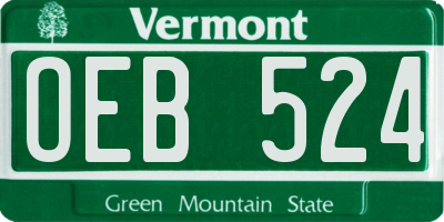 VT license plate OEB524