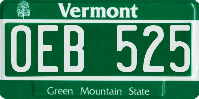 VT license plate OEB525