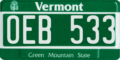 VT license plate OEB533