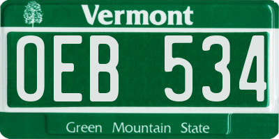 VT license plate OEB534