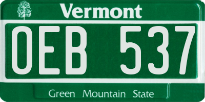 VT license plate OEB537
