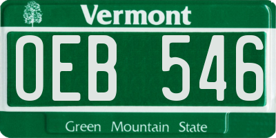 VT license plate OEB546