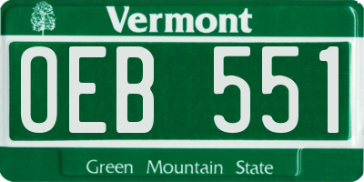 VT license plate OEB551