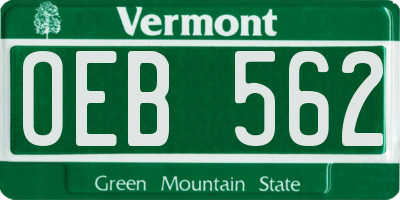 VT license plate OEB562