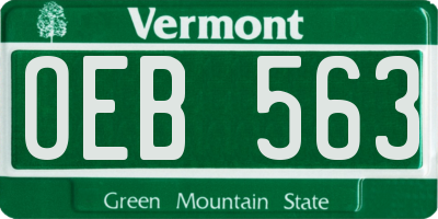VT license plate OEB563