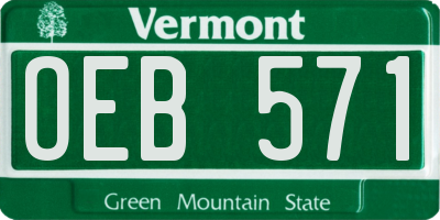 VT license plate OEB571