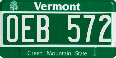 VT license plate OEB572