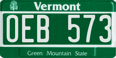 VT license plate OEB573