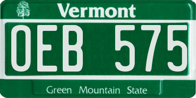 VT license plate OEB575