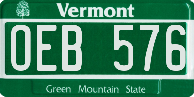 VT license plate OEB576