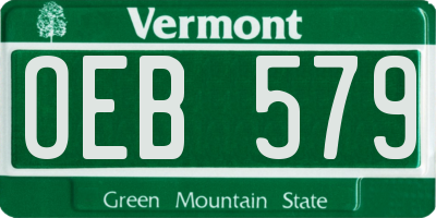 VT license plate OEB579