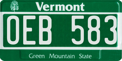 VT license plate OEB583