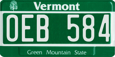 VT license plate OEB584