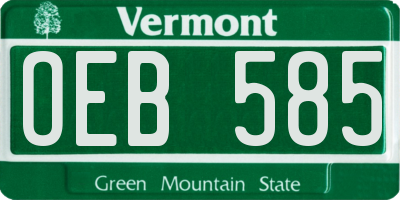 VT license plate OEB585