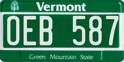 VT license plate OEB587