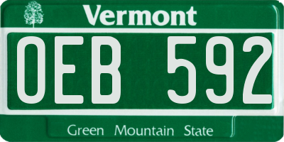 VT license plate OEB592
