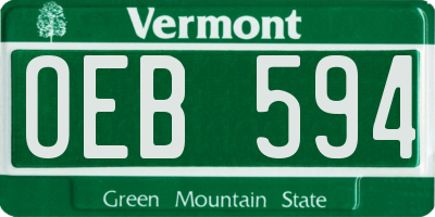 VT license plate OEB594