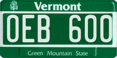 VT license plate OEB600