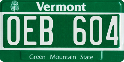VT license plate OEB604