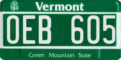 VT license plate OEB605