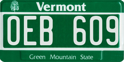 VT license plate OEB609