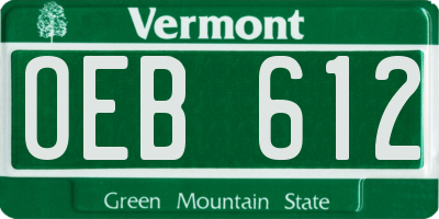 VT license plate OEB612