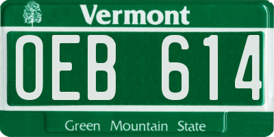 VT license plate OEB614