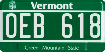 VT license plate OEB618