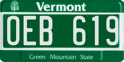 VT license plate OEB619