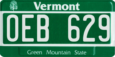 VT license plate OEB629